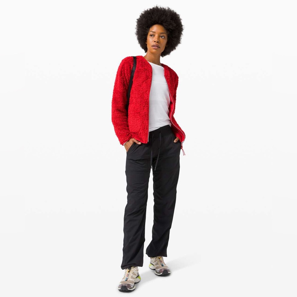 Lululemon Oh So Sherpa Full Zip - Dark Red Fuzzy Faur Fur Teddy Jacket Coat - Picture 3 of 7